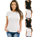 Women's 4 Pack Black, White, or Assorted Soft Fabric Solid Crew-Neck T-Shirt from Emprella