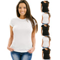 Women's 5 Pack Black, White, or Assorted Soft Fabric Solid Crew-Neck T-Shirt from Emprella