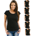 Women's 5 Pack Black, White, or Assorted Soft Fabric Solid Crew-Neck T-Shirt from Emprella