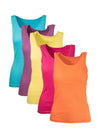 Ribbed Racerback Tank Tops Juniors Sizing Colorful 5-Pack