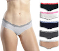 Emprella Womens Lace Underwear Hipster Panties Cotton-Spandex - 5 Pack Mixed Colors