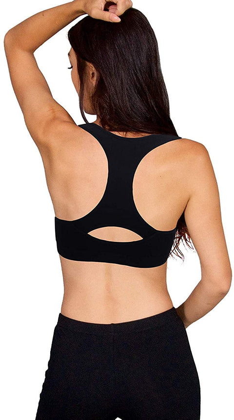 Single Racerback Sports Bra Assorted Colors, Removable Padded Seamless Activewear Fitness Bra