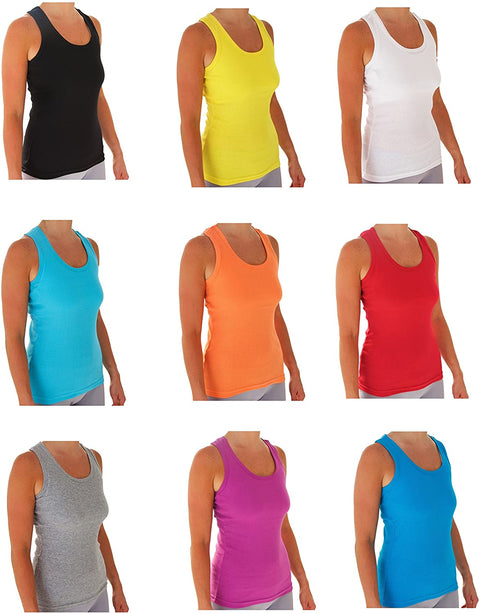 Ribbed Racerback Tank Tops Juniors Sizing Colorful 5-Pack