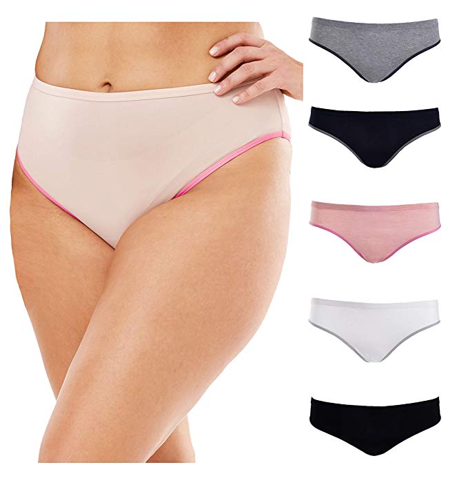 Emprella Plus Size Women's Underwear 5-Pack - Cotton Hipster Briefs With Comfort Fit