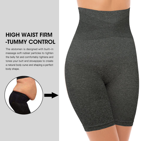 Women's Waist Trainer Charcoal Gray Shapewear Tummy Control Body Shaper Shorts Hi-Waist Thigh Slimmer Reduces Chafing