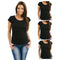 Women's 3 Pack Black & White Soft Fabric Solid Crew-Neck T-Shirt from Emprella
