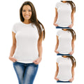 Women's 3 Pack Black & White Soft Fabric Solid Crew-Neck T-Shirt from Emprella